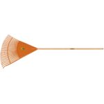 VASSOURA PLASTICA LARANJA 30 DENTES, COM CABO DE MADEIRA DE 120 CM, PARA JARDIM TRAMONTINA