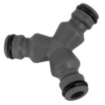 DERIVCAO Y EM PLASTICO COM TRES SAIDAS PARA ENGATE RAPIDO DE 1/2 , 5/8 E 3/4 , P/JARDIM TRAMONTINA