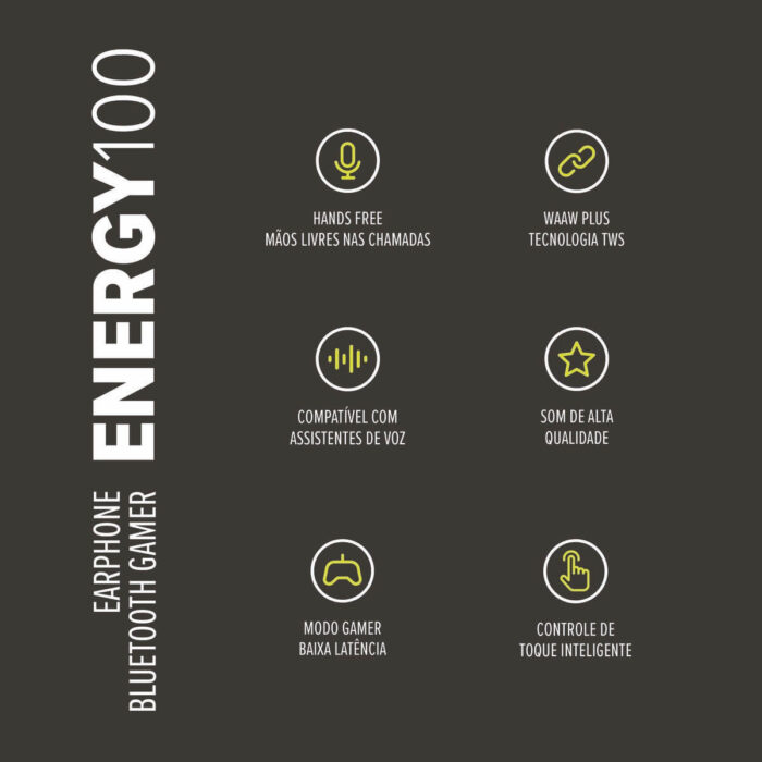 WAAW EARPHONE BLUETOOTH GAMER ENERGY 100 - Imagem 10