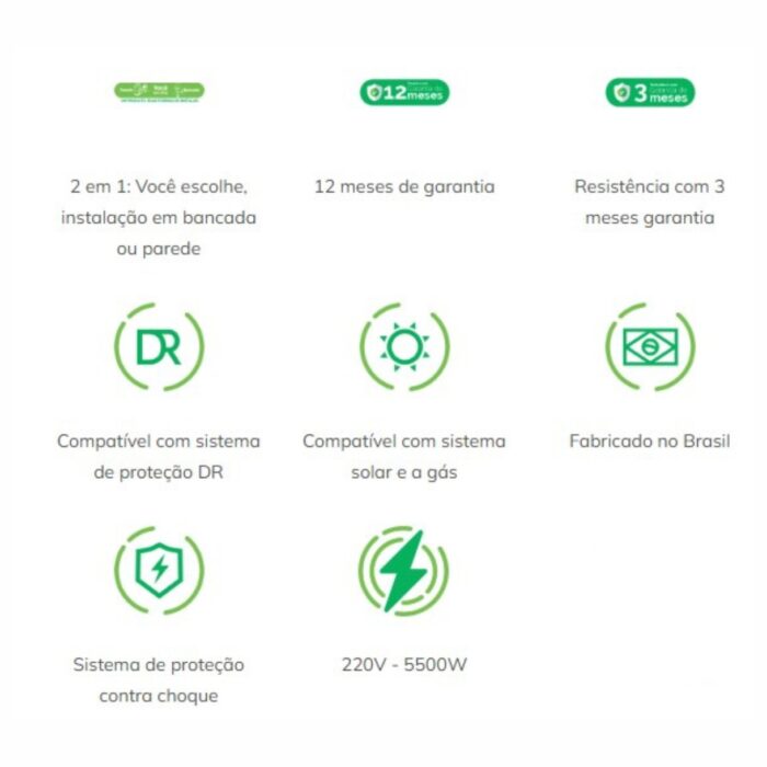 TORNEIRA ZAGONEL PRIMA ELETRONICA 5500W 220V BRANCO CX.PR - Imagem 7