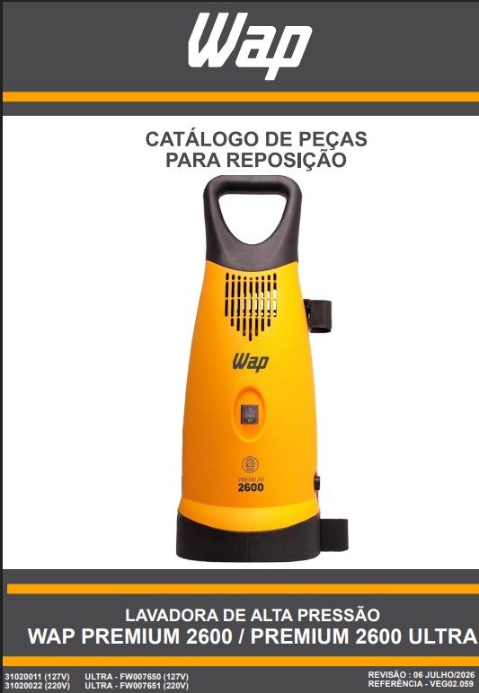 Vista explodida da lavadora WAP Premium 2600